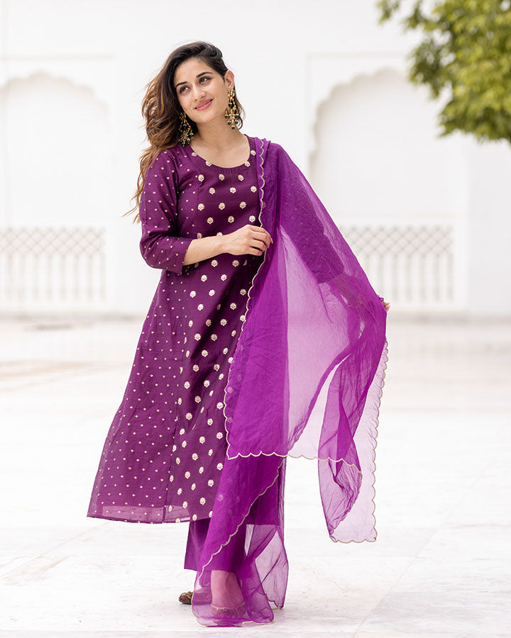 Purple Meher Chanderi Suit