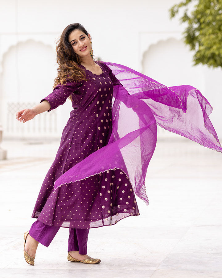 Purple Meher Chanderi Suit
