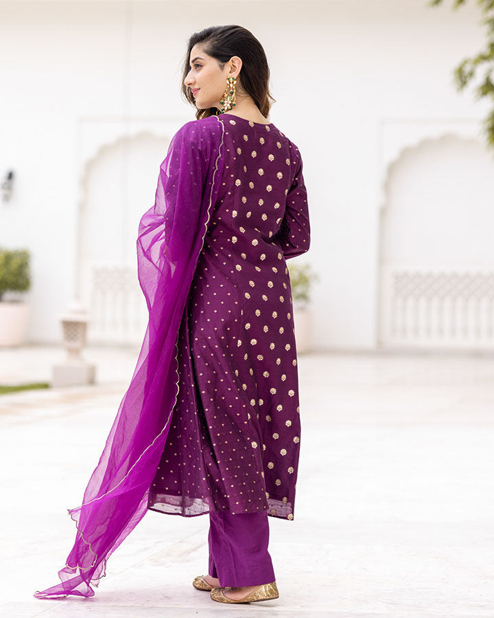 Purple Meher Chanderi Suit