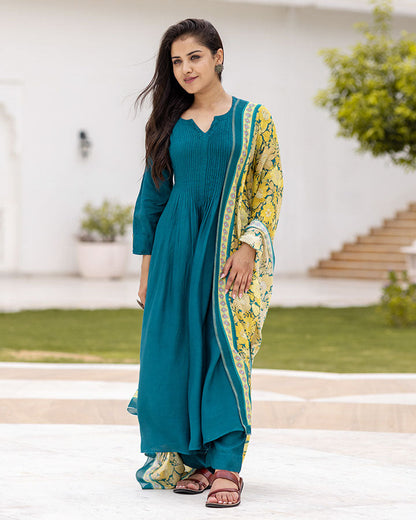 Teal Patchwork Suit Set