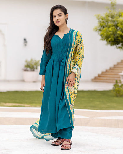 Teal Patchwork Suit Set
