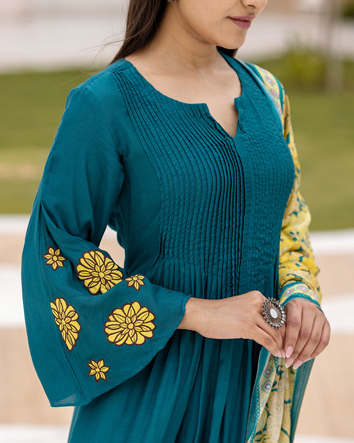 Teal Patchwork Suit Set