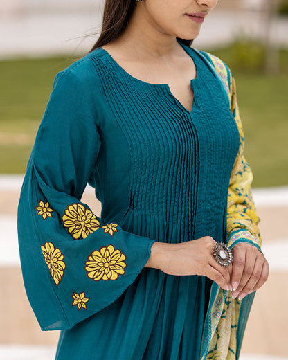 Teal Patchwork Suit Set