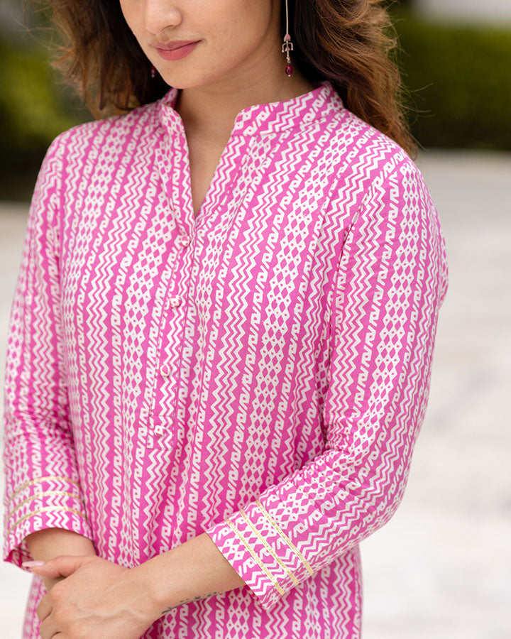 Tribal Pink Kurta Set