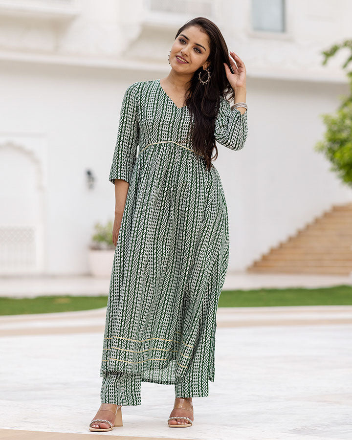 Tribal Green Kurta Set