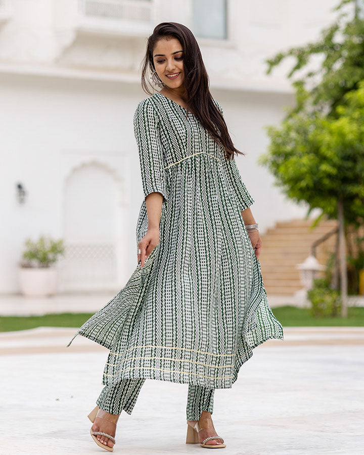 Tribal Green Kurta Set