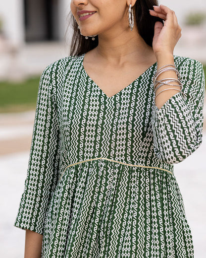 Tribal Green Kurta Set