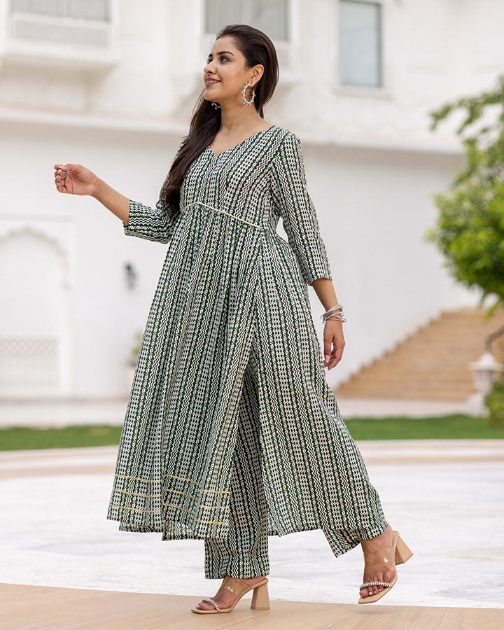 Tribal Green Kurta Set