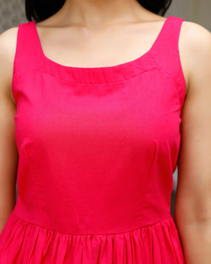 Pink Kurta With Blue Bandhani