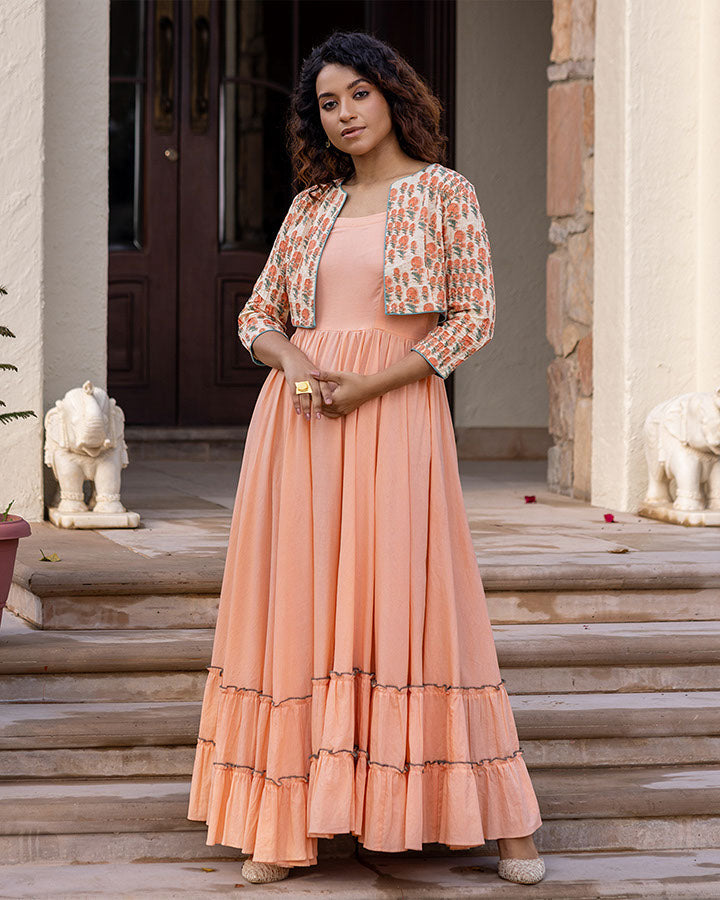 PEACH JACKET MAXI DRESS