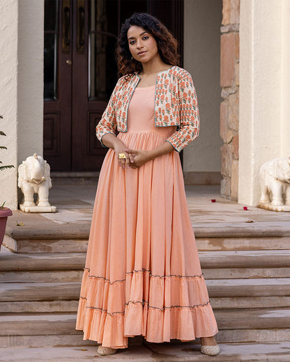 PEACH JACKET MAXI DRESS
