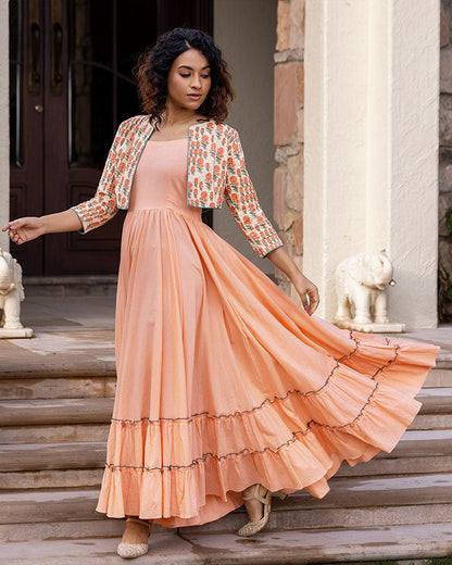 PEACH JACKET MAXI DRESS