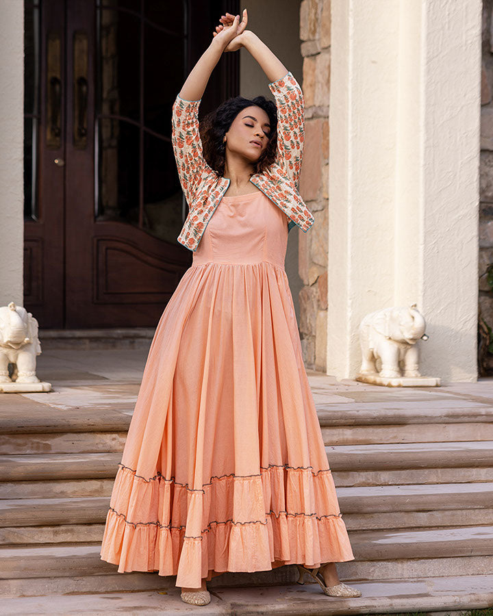 PEACH JACKET MAXI DRESS