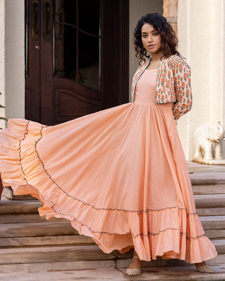 PEACH JACKET MAXI DRESS