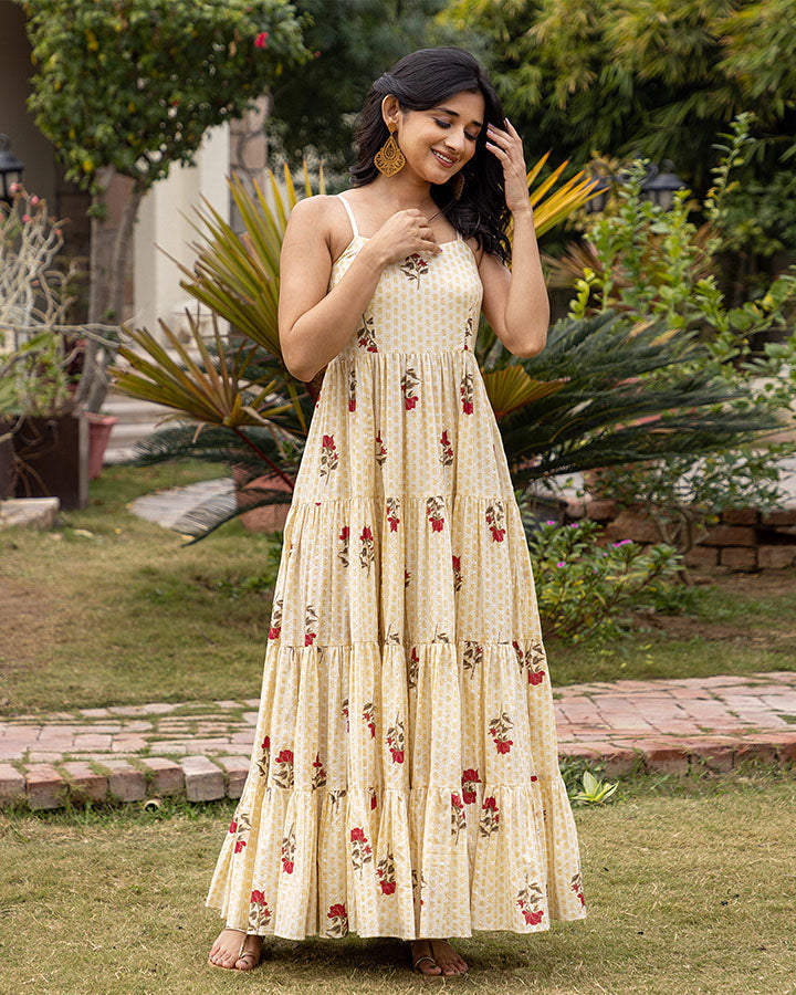ROSE LUREX MAXI DRESS