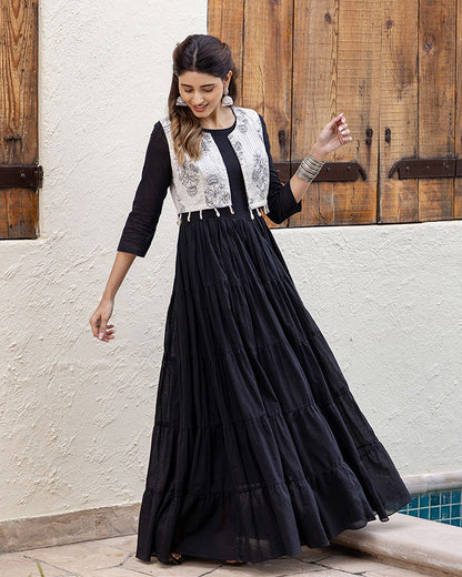 Black Mulmul Jacket Maxi Dress