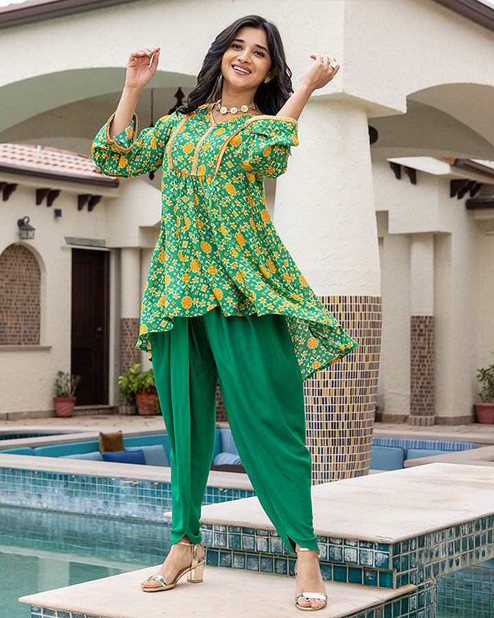 GREEN MUSLIN KURTA SET