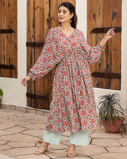 BLUE RIDDLE PRINTED KURTA SET