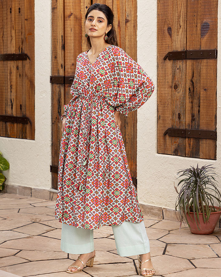 BLUE RIDDLE PRINTED KURTA SET