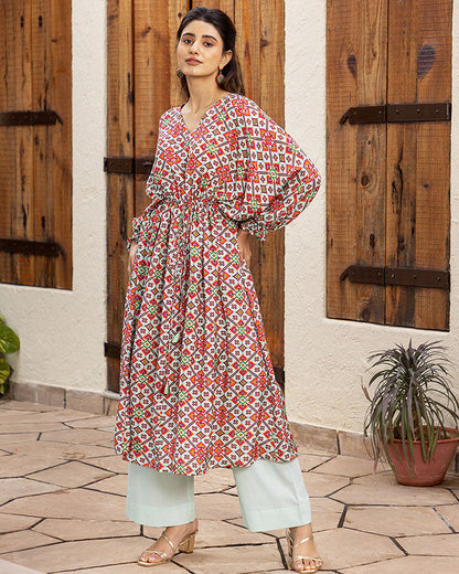 BLUE RIDDLE PRINTED KURTA SET