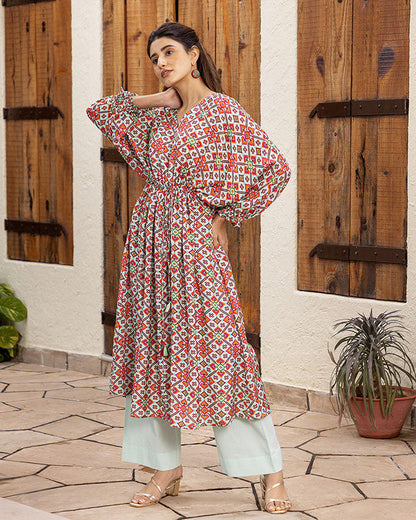 BLUE RIDDLE PRINTED KURTA SET