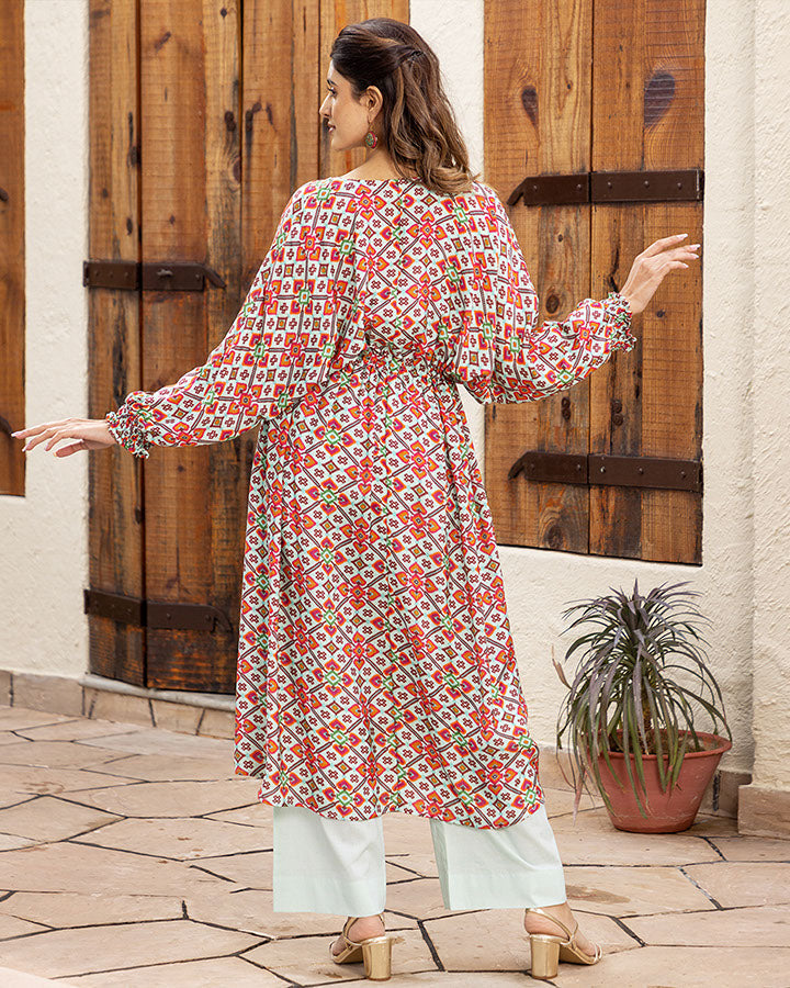 BLUE RIDDLE PRINTED KURTA SET