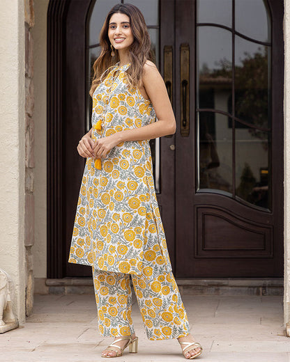 CORNFLOWER BLOCK KURTA SET