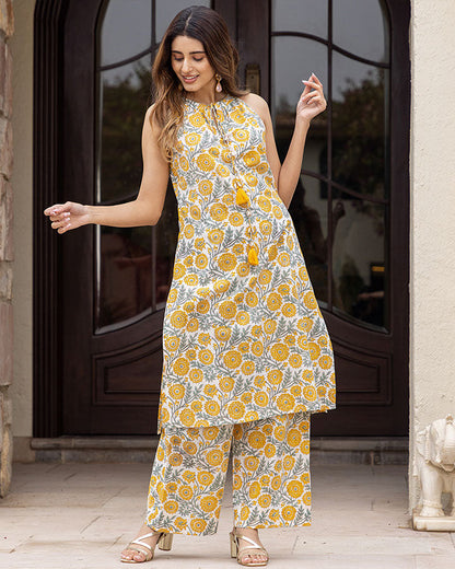 CORNFLOWER BLOCK KURTA SET