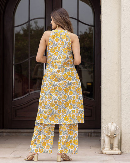 CORNFLOWER BLOCK KURTA SET
