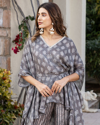 Grey Muslin Buti Set