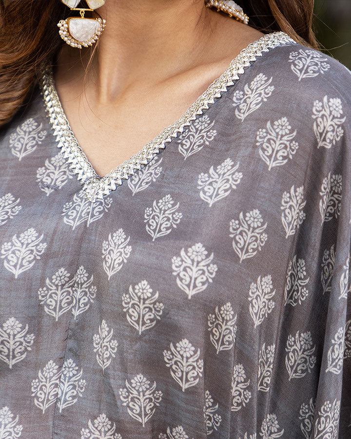 Grey Muslin Buti Set