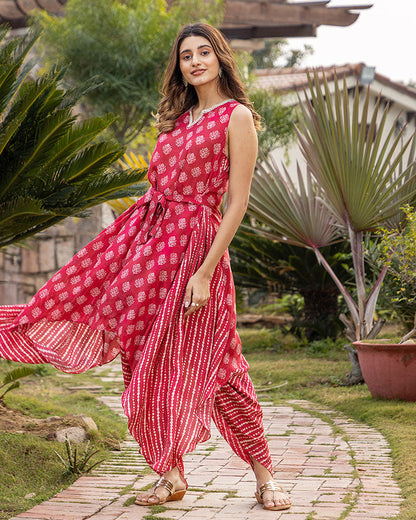 Red Muslin Kurta Set