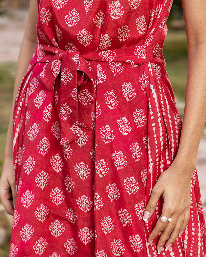 Red Muslin Kurta Set