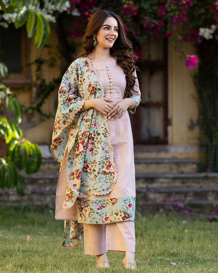 PEACH COTTON SUIT SET
