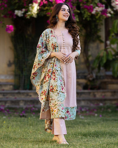 PEACH COTTON SUIT SET