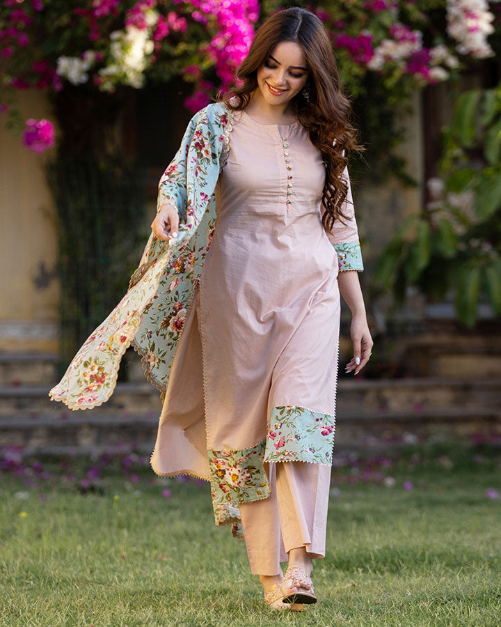PEACH COTTON SUIT SET