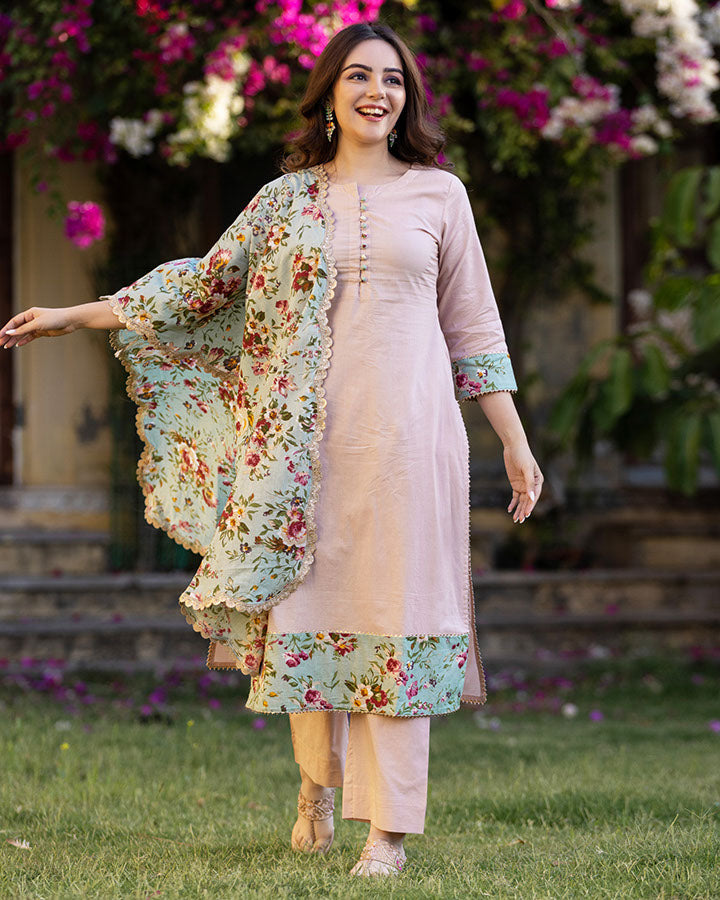 PEACH COTTON SUIT SET