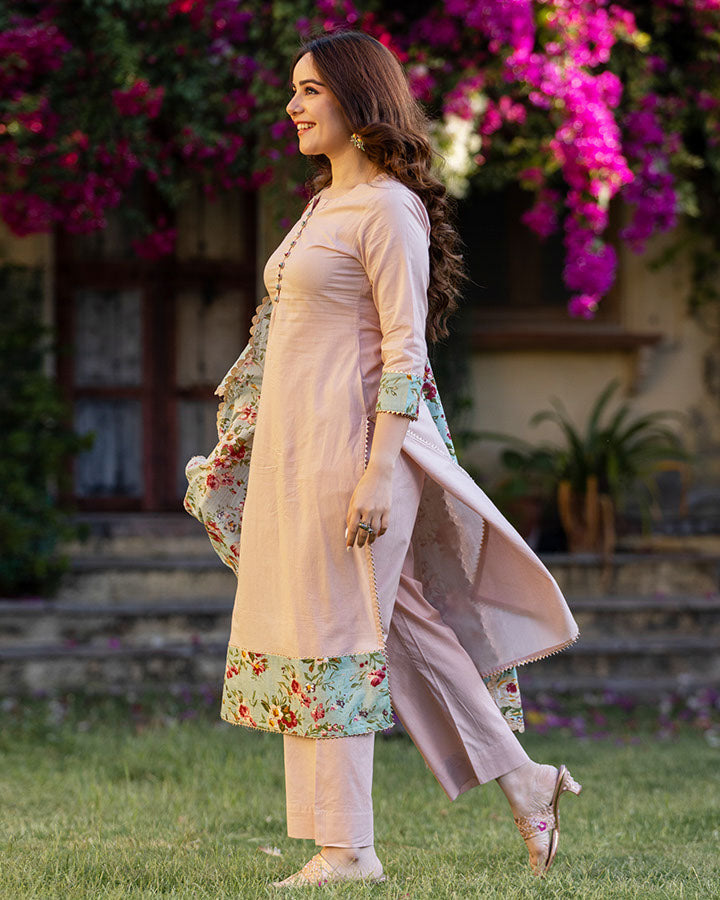 PEACH COTTON SUIT SET