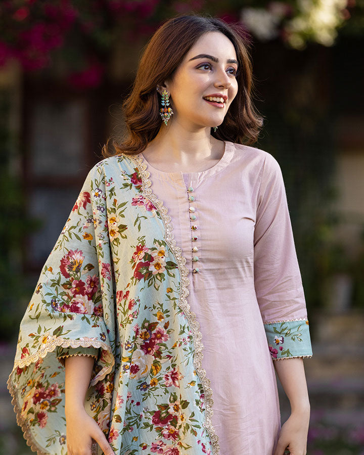 PEACH COTTON SUIT SET