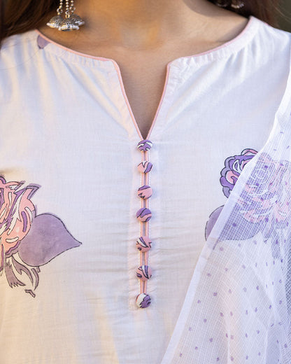 PURPLE ROSIE BLOCK PRINT SUIT SET