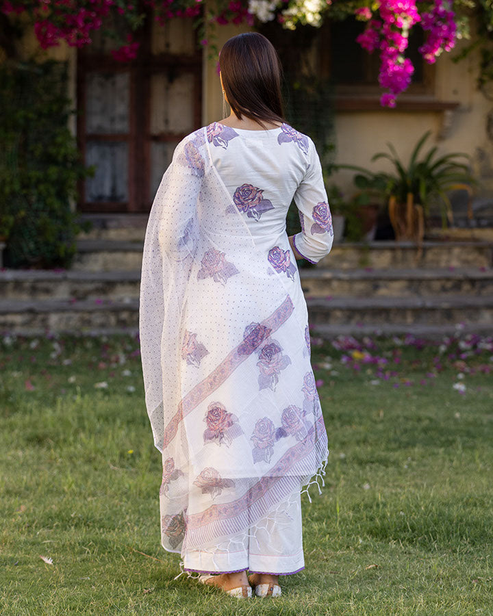 PURPLE ROSIE BLOCK PRINT SUIT SET