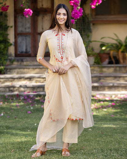 AMRITA CHANDERI SUIT SET