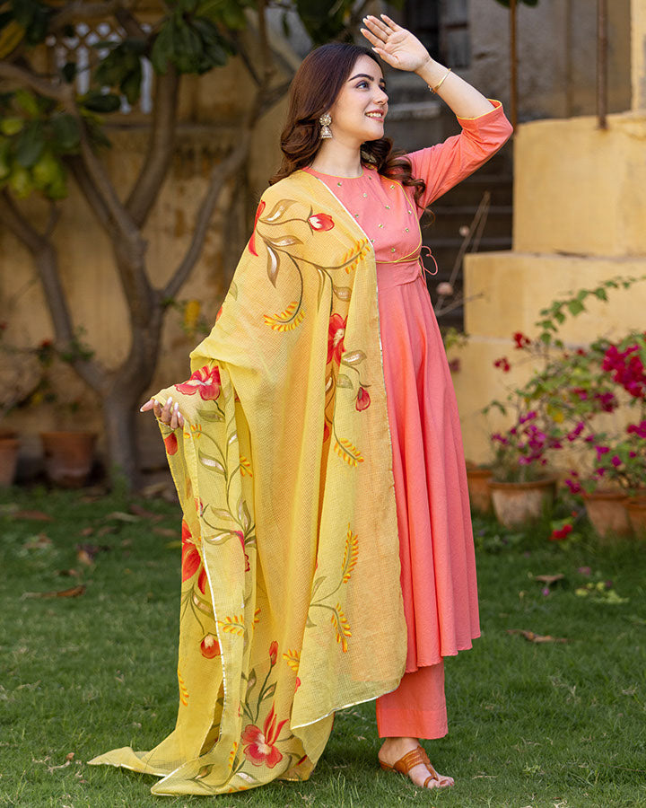CORAL HANDPAINTED SUIT SET