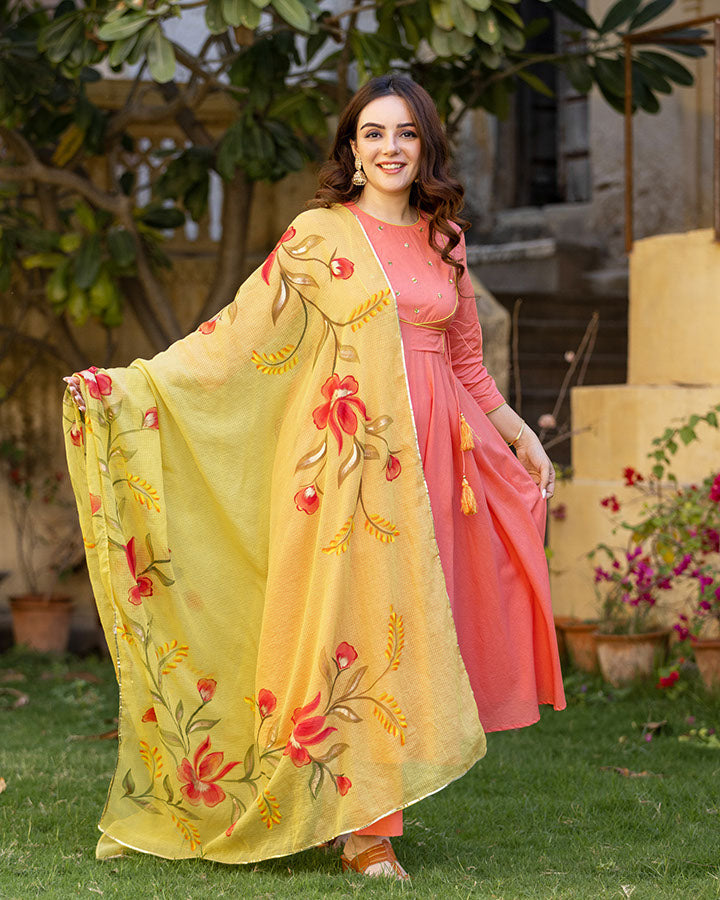 CORAL HANDPAINTED SUIT SET