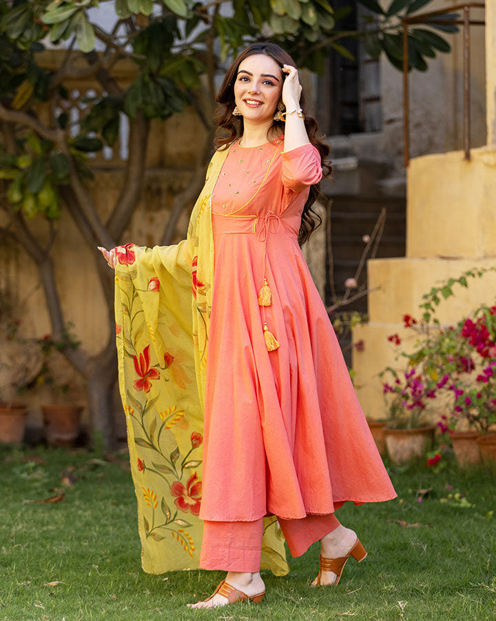 CORAL HANDPAINTED SUIT SET