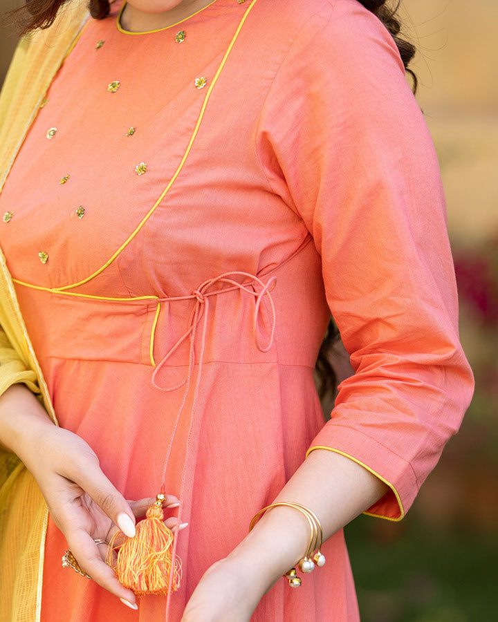 CORAL HANDPAINTED SUIT SET