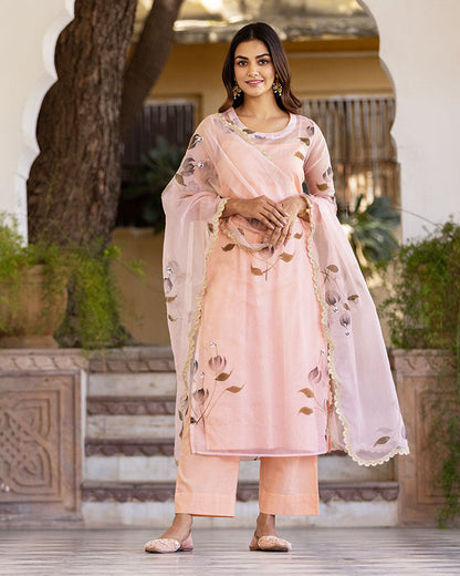 PANSY HANDPAINT ORGANZA SUIT SET