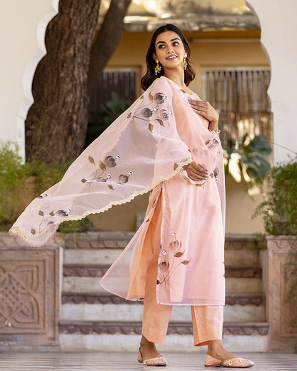 PANSY HANDPAINT ORGANZA SUIT SET