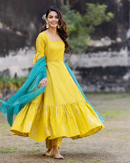 MUSTARD UMANG FOIL SUIT SET