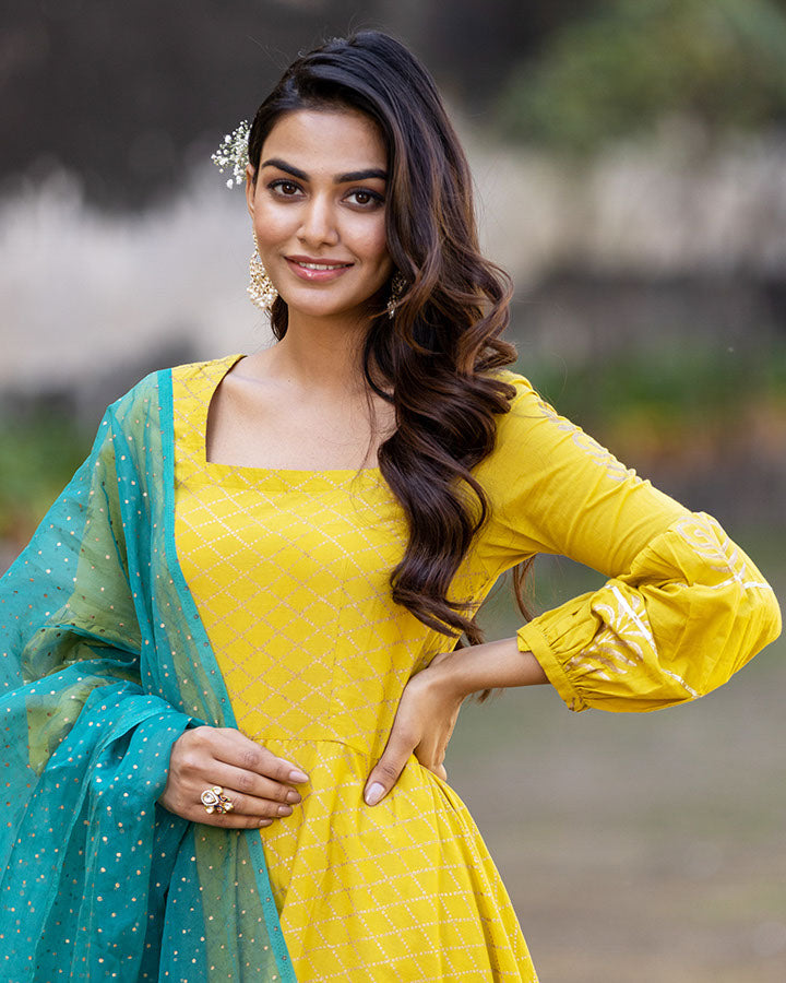 MUSTARD UMANG FOIL SUIT SET